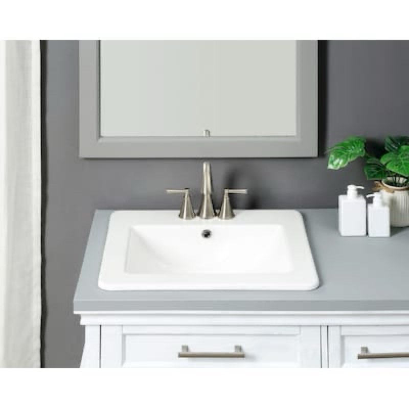allen + roth ramsgate vitreous china 21.26-in drop-in rectangular traditional white bathroom sink