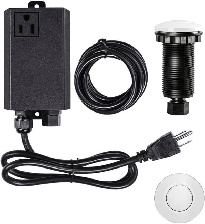 Condition photo showing As Is for garbage disposal air switch kit single outlet sink top waste disposal long stainless steel white on/off air button food and waste disposals part by etoolcity