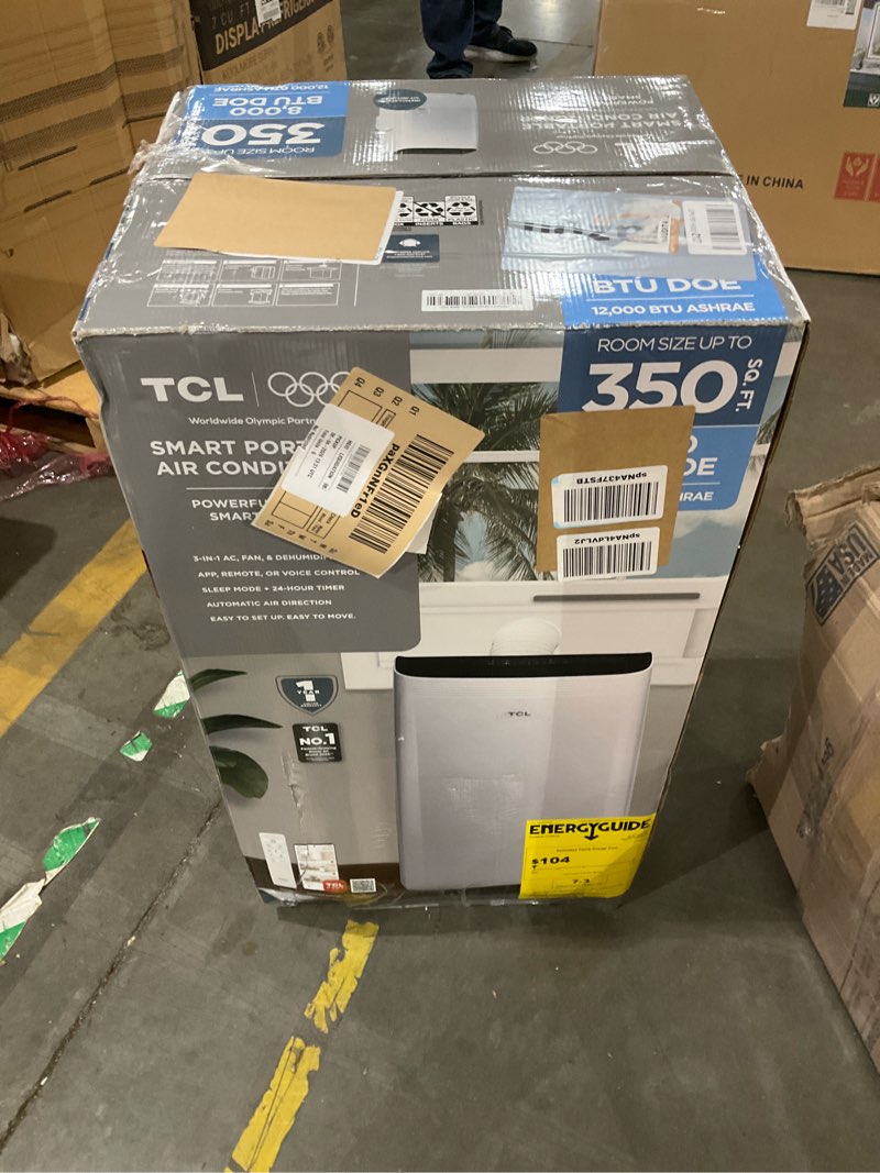 Condition photo showing As Is for tcl h10p36w 10,000 sacc btu (ashrae 14,000 btu) smart portable air conditioner, fan & dehumidifier, 450 sq. ft, remote control, compatible with alexa/google assistant, install kit (renewed) 1 count (pack of 1) cool only