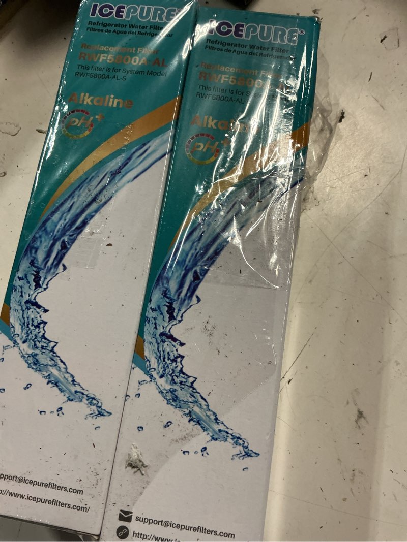 Condition photo showing New/Like New for icepure alkaline rwf5800a-al refrigerator water filter and air filter replacement for frigidaire eptwfu01, ewf02, pure source ultra ii, puresource ultra 2, bo022, mr022, scwftcto, enhances ph, 2combo alkaline water filter 2+2 count (pack of 1)