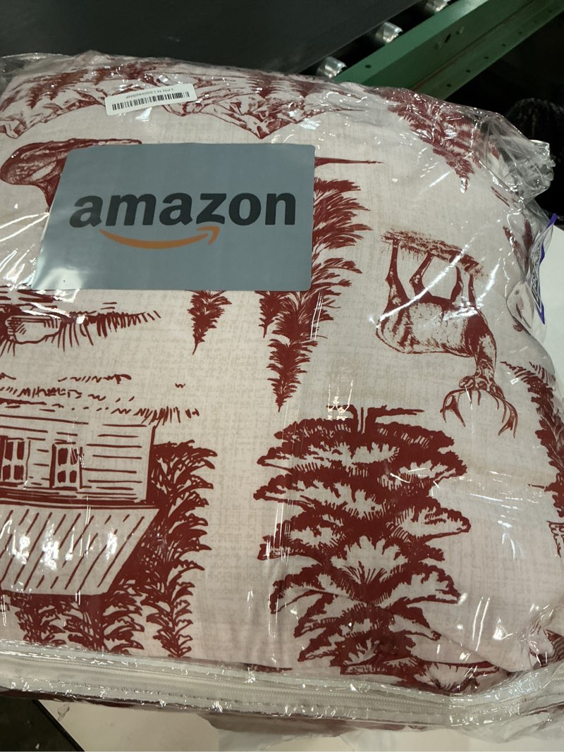 Condition photo showing Good Condition for Christmas Comforter Set Queen Size 7 Pieces, Red Reindeer Snowflake Bed in A Bag, Reversible Red and Black Check Comforter with Sheet Set, Soft Polyester Bedding Set Queen Red Reindeer