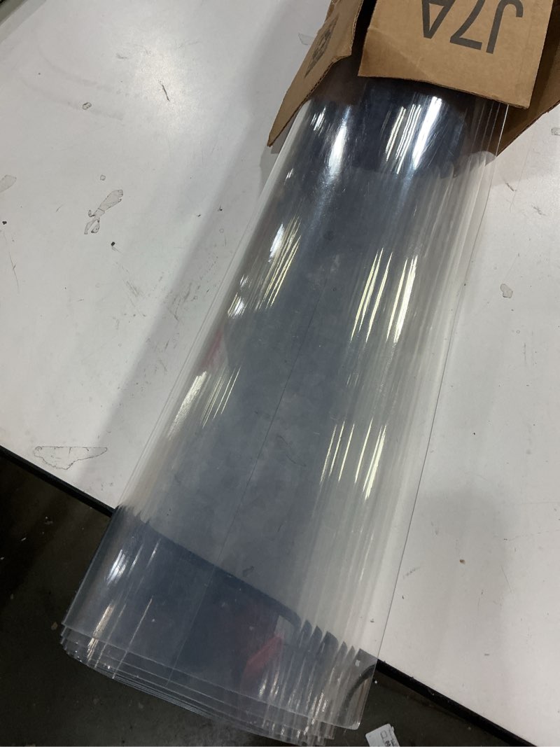 Condition photo showing As Is for LovePads Clear Table Cover Protector, 40 x 80 Inch 2mm Thick Plastic Table Cover, Table Protector for Dining Room Table, Waterproof Dresser Cover Top for Kitchen, Coffee, Writing Desk 40" x 80" Clear 2mm