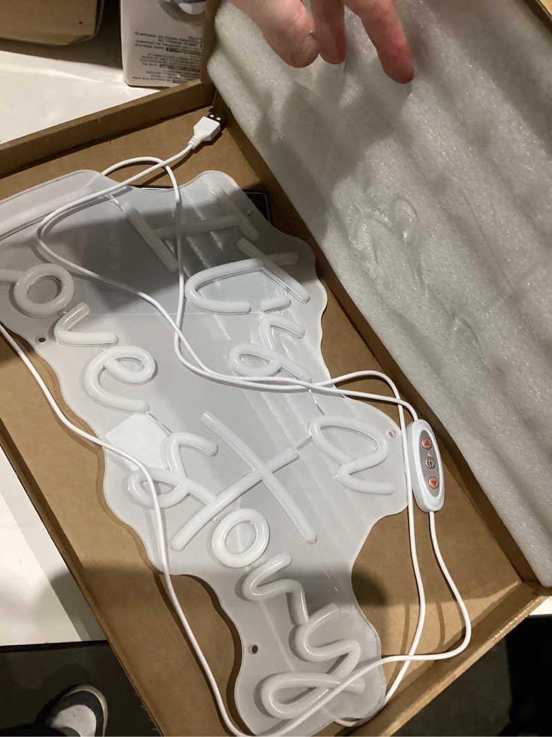 Condition photo showing New/Like New for 16 Inch It's a Love Story Neon Sign, Warm White Love Story LED Neon Light for Makeup Vanity, Bedroom, Office Decor, Neon Light for Valentines Day Party Backdrop, Wedding, Birthday, Anniversary Decorations Valentine's Day Gifts