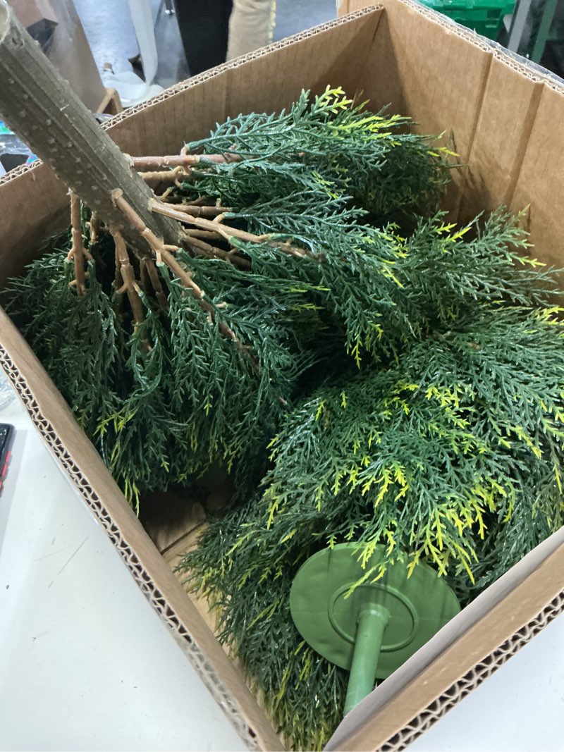 Condition photo showing As Is for weitaisi 27" artificial cedar topiary shrub uv-proof leaves poteed artificial shrubs for outdoors pl