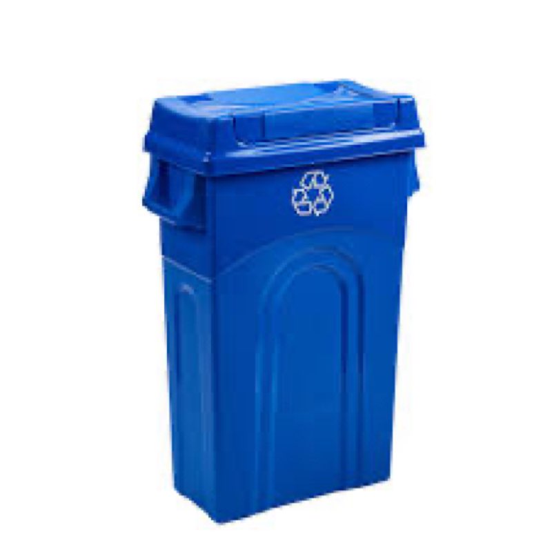 united solutions 23 gallon highboy plastic recycling bin kitchen trash can with lid, pass through ha