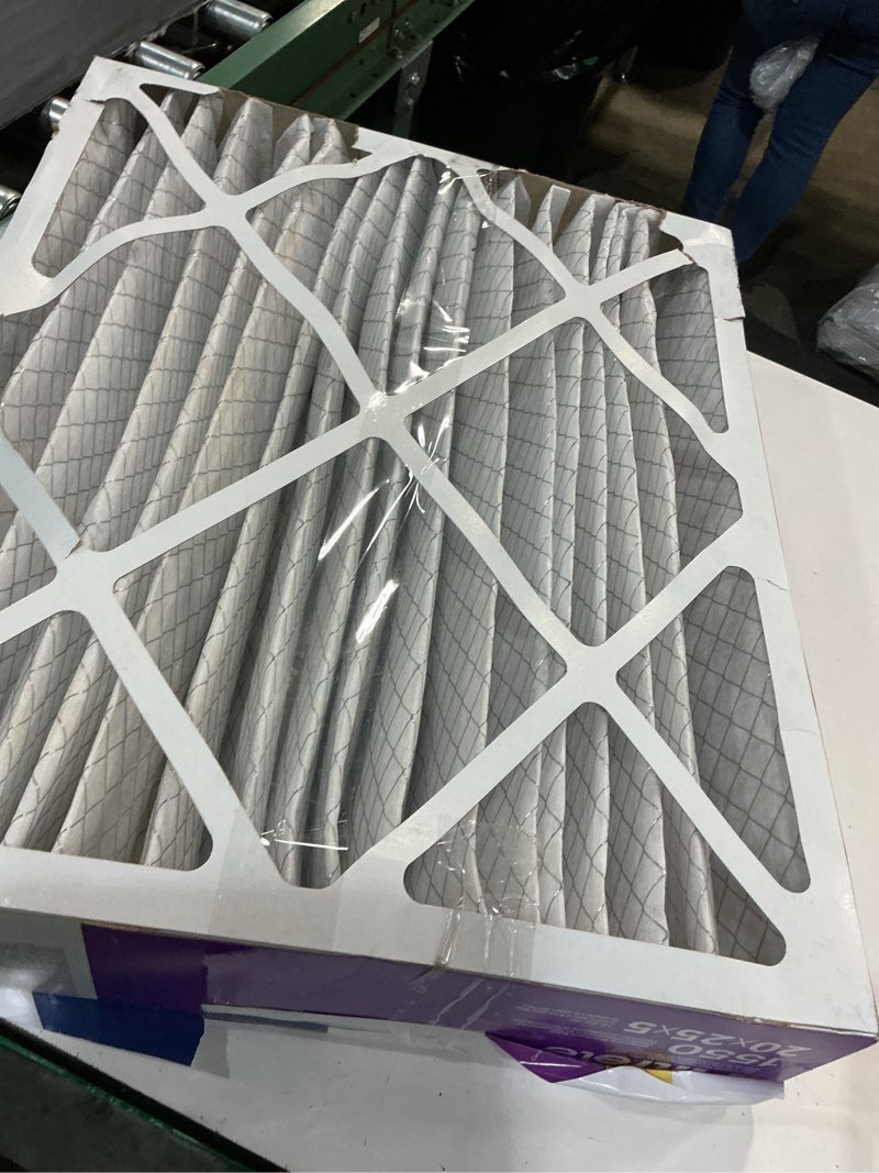 Condition photo showing As Is for filtrete 20-in w x 25-in l x 5-in merv 12 1550 mpr allergen, bacteria and virus electrostatic pleated air filter