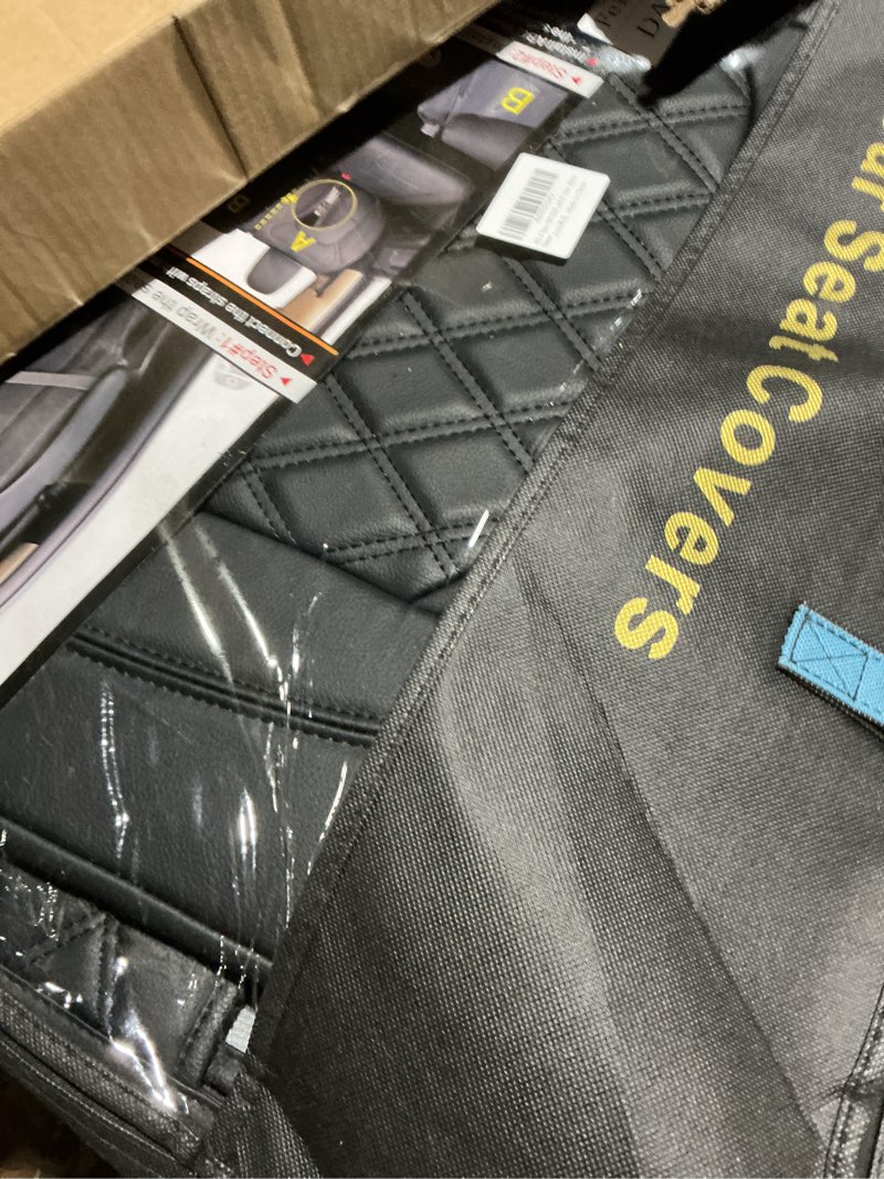 Condition photo showing Good Condition for Car Seat Cover Custom Fit for Dodge Ram 1500 2500 3500 2002-2026 Faux Leather Seat Cover Set Compatible with Crew Quad Regular Cab Pickup Truck Cushions (Black, Front Seat) Front Seat(Pair) Black