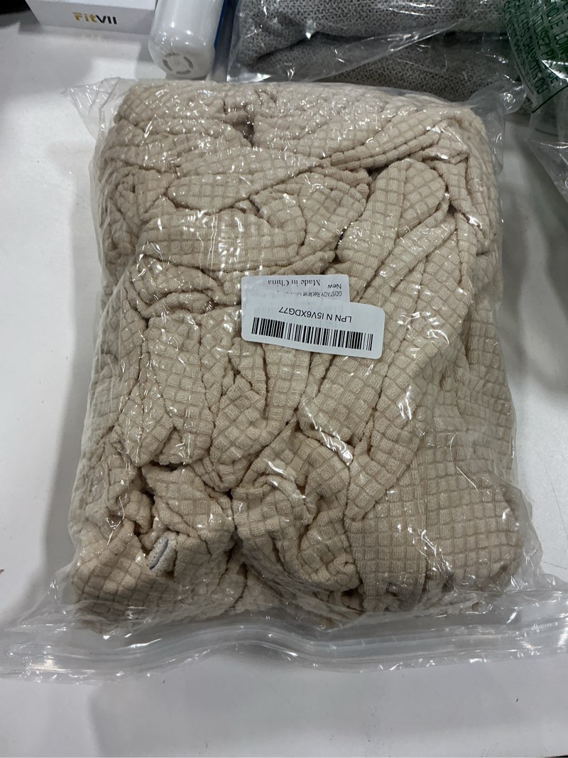Condition photo showing New/Like New for Recliner Chair Covers 4Pcs Waterproof Jacquard Small Recliner Sofa Slipcover Stretch Recliner Slipcover for Lazyboy Recliner Chair with Storage Pocket Furniture Protector for Living Room?Beige Jacquard-beige