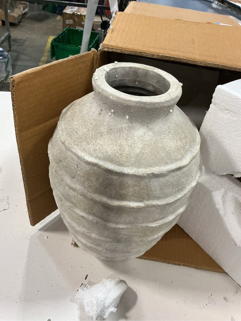 Condition photo showing Good Condition for Kokrose Terracotta Vase, White Grey Rustic Farmhouse Decor, Vintage Large Pottery Clay Vase, Ceramic Flower Vases for Centerpieces, Table Top Fireplace Mantel Decor 11.2"?H) White Grey-11.2"?h)