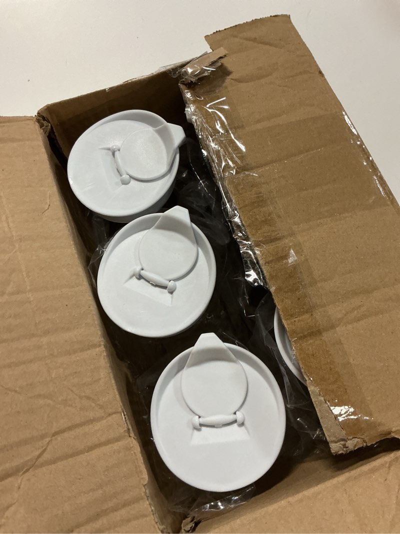 Condition photo showing As Is for set of 6 plastic carafe with lid, 50 oz carafes for mimosa bar supplies, square base juice containers, water bottle, milk container, clear beverage containers for fridge