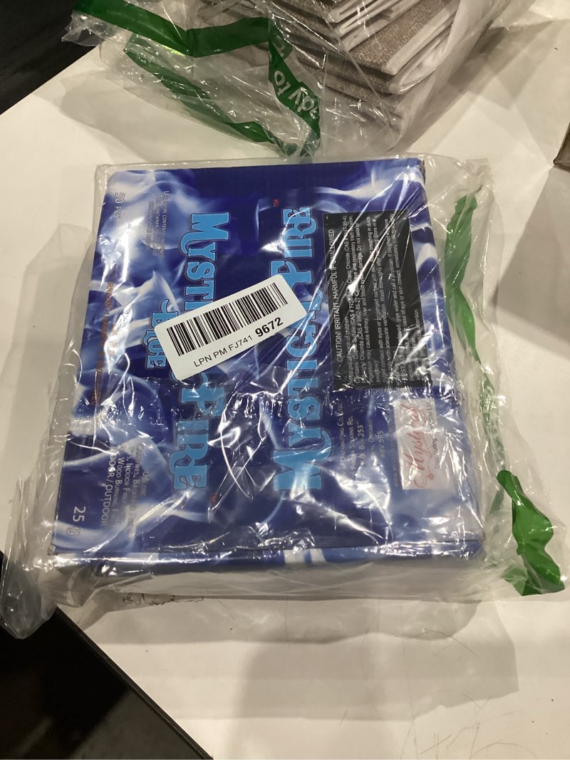 Condition photo showing New/Like New for Mystical Fire Blue Color Changing Packets- Blue Flames Bulk 50 Pack- Long Lasting Enchanted Flame Color Changer for Fire Pits & Outdoor Fireplaces- Campfire Accessories