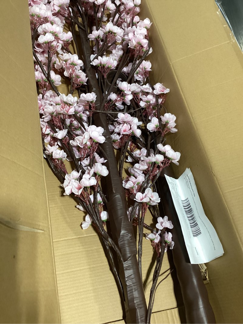 Condition photo showing Good Condition for artificial cherry blossom tree, 7ft tall artificial tree with white pot, pink fake sakura flower tree, faux silk plants for home, living room, wedding, garden, balcony, hotel decoration 7ft pink