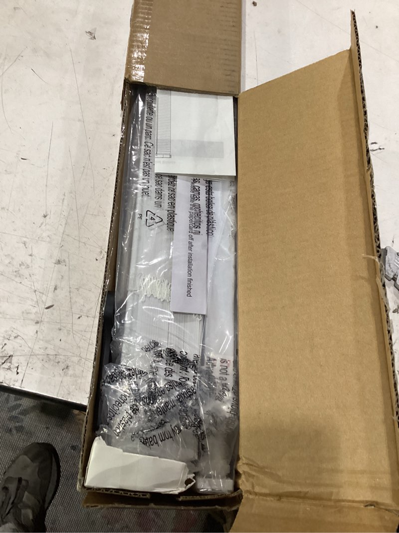 Condition photo showing New/Like New for unishades no drill blinds for windows 1" vinyl l-shaped slats cordless mini blinds for home, for window size 48" w × 48" h white white 48" w × 48" h
