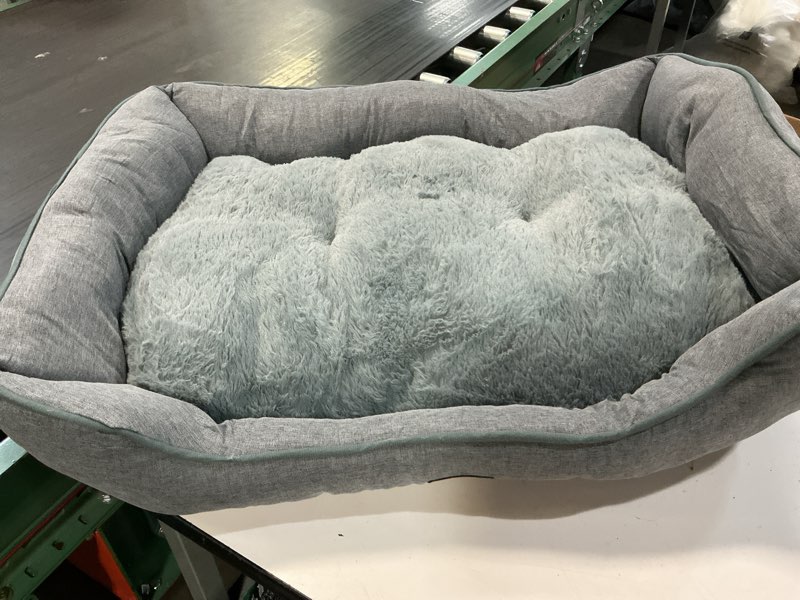 Condition photo showing Good Condition for dog bed for large medium dogs 31.5 inch, washable plush pet sofa for dogs & cats, soft rectangle cat bed with non-slip base grey 31"l x 23.5"w x 7"th