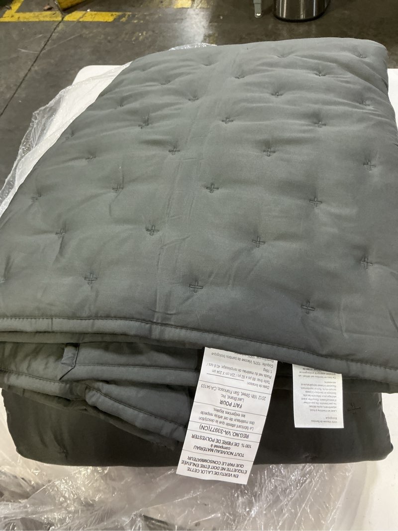 Condition photo showing Good Condition for southshore fine living, inc. rayon derived from bamboo quilt, queen size set with 2 pillow shams, 300 thread count bedding set, quilted bedspread, coverlet queen/full, steel grey full / queen steel grey