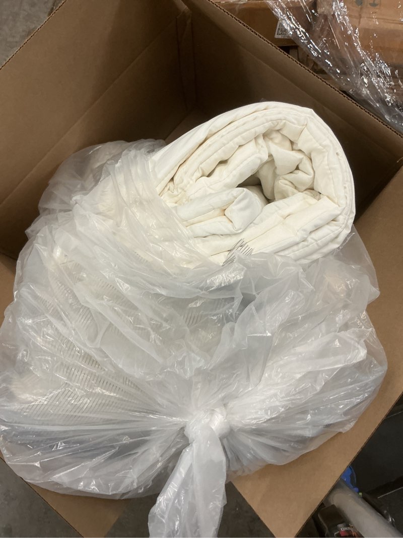 Condition photo showing As Is for cohome queen size cooling comforter, all-season quilted down alternative duvet insert, luxury hotel breathable gentlesoft comforter with anti-clump tech & 8 tabs - reversible - white 88“ x 88” inches