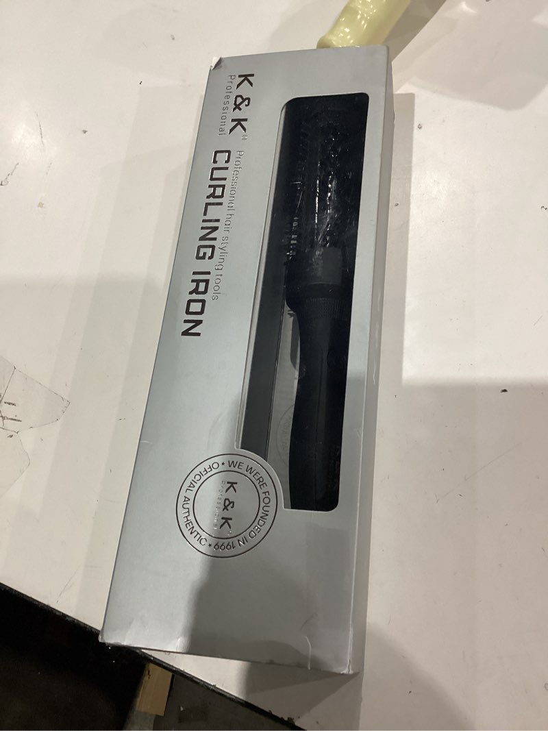 Condition photo showing As Is for K&K Curling Brush, 1.5 Inch Heated Round Brush, Professional Heated Curling Ceramic Tourmaline Ionic Thermal Iron, Hot Styling Volumizing Tool, Dual Voltage Black