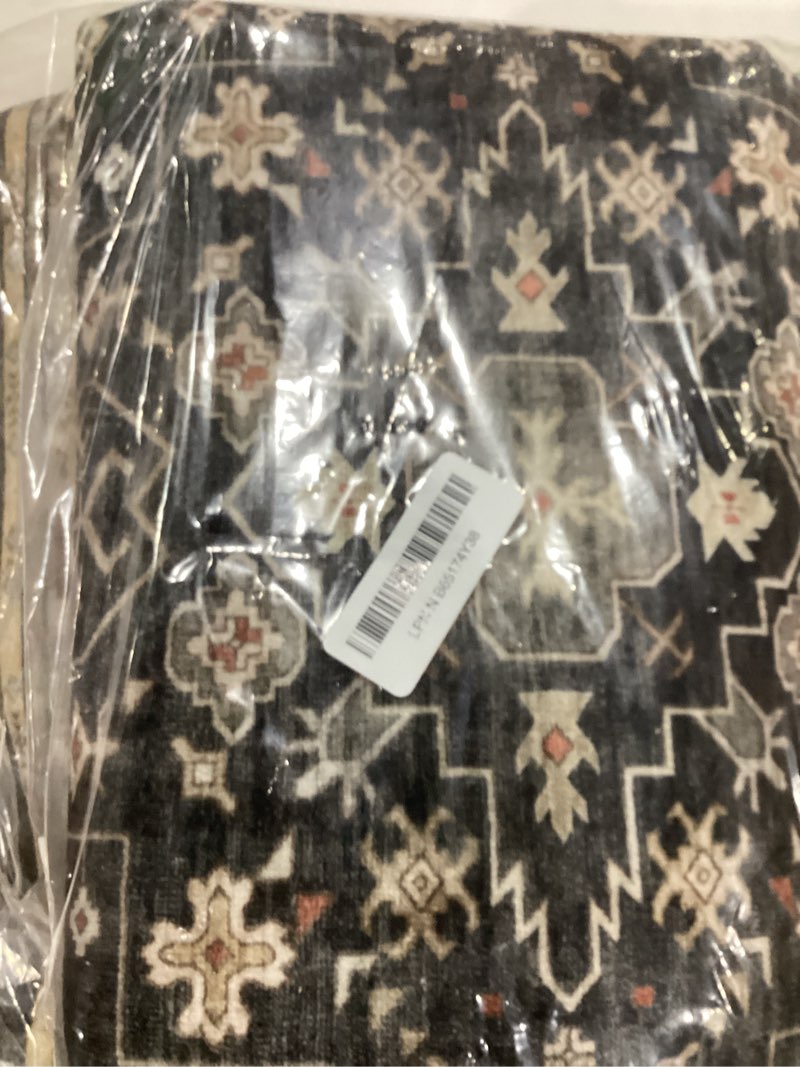 Condition photo showing Good Condition for black boho washable 3x6 large kitchen runner rug, indoor entryway home office floor rug, non-slip stain & fade resistant, vintage floral decor 3' x 6' (rectangular) ashen / multi