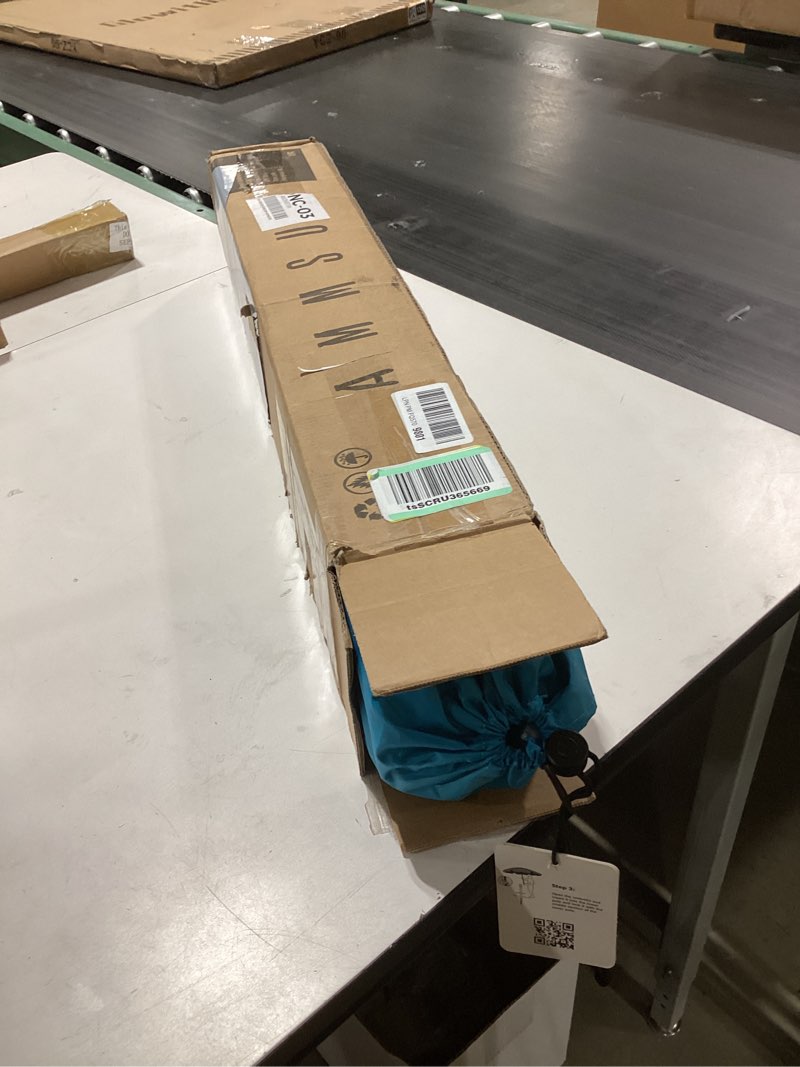 Condition photo showing New/Like New for AMMSUN 6.5ft Twice Folded Portable beach umbrella with Sand Anchor Windproof Tilt Pole Air vent UPF 50+ Protection Fits in a large Suitcase Compact For Travel Patio Garden Pool Backyard Sky Blue 6.5ft Light Blue