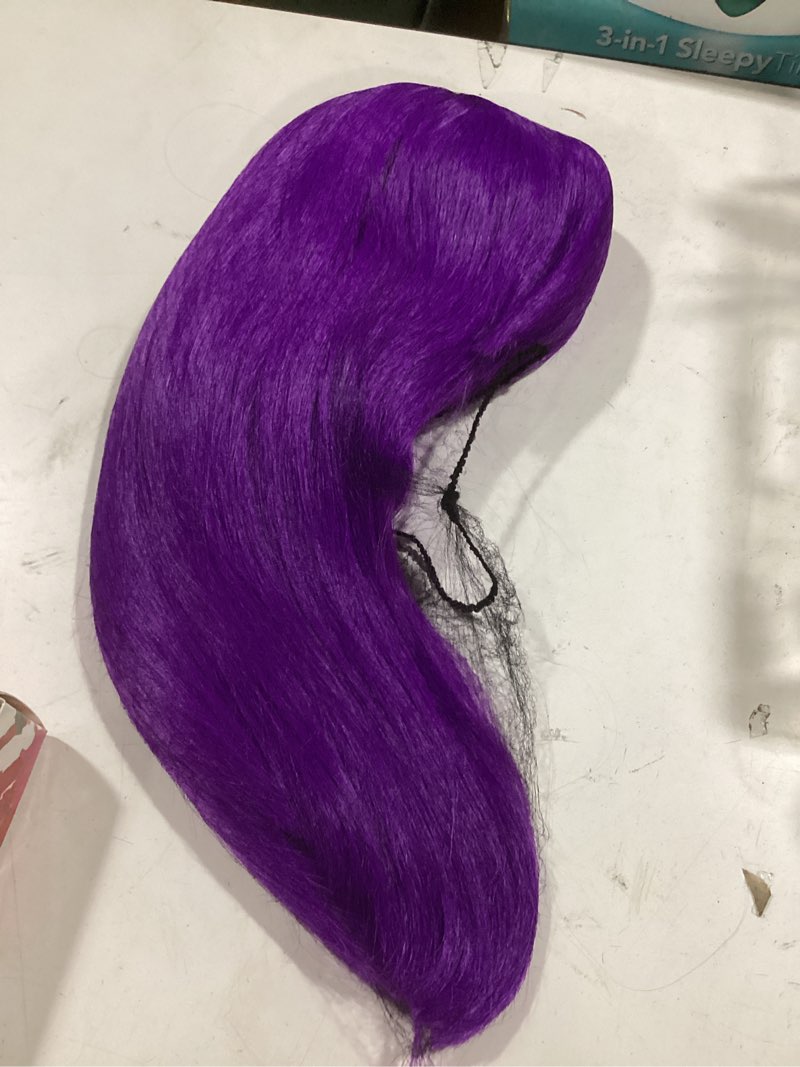 Condition photo showing New/Like New for 15 Inch Short Straight Purple Bob Wig with Bangs | Natural Heat Resistant Synthetic Hair for Women Costume Wigs 15 Inch (Pack of 1) Purple