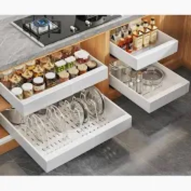 Seinloes 4 Pack Pull Out Cabinet Organizer Expandable Width(13"-21") and Depth(17"-24"),Slide Out Dr