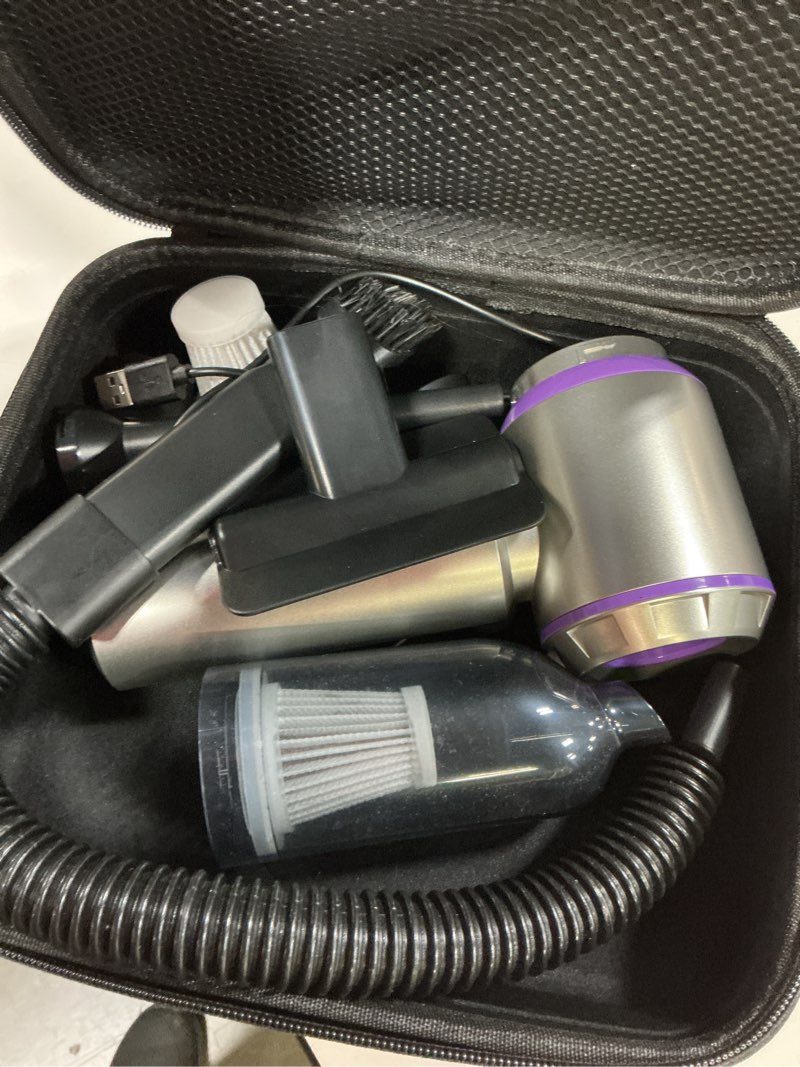 Condition photo showing As Is for vacuum/air duster 80,000rpm super power mini car vacuum cleaner | 80,000 rpm portable rechargeable dust blower gun, high power suction pump, car interior cleaning detailing kit for home purple
