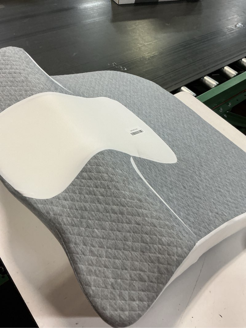 Condition photo showing As Is for bed wedge pillow for sleep apnea, acid reflux & snoring relief - post-surgery recovery pillow with ergonomic 3-in-1 certified memory foam for back, neck & head support gray & white