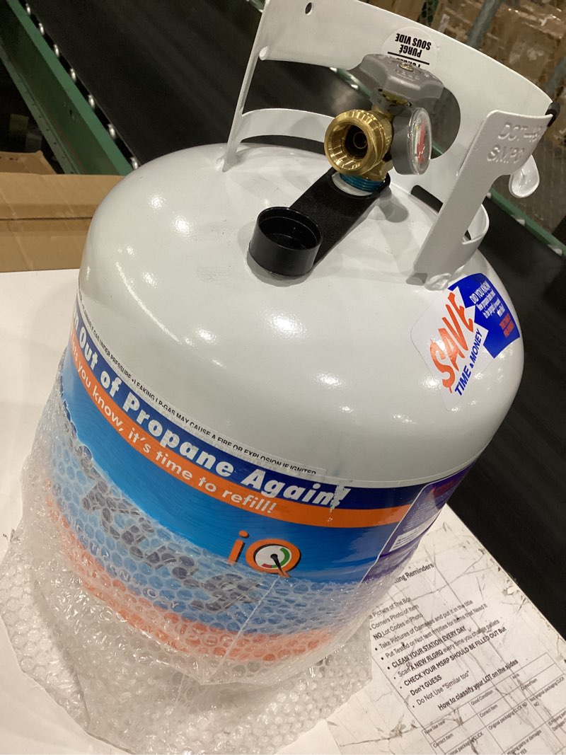 Condition photo showing Good Condition for flame king ysn230 20lb steel propane tank cylinder with overflow protection device valve and built-in gauge, great for grills and bbqs