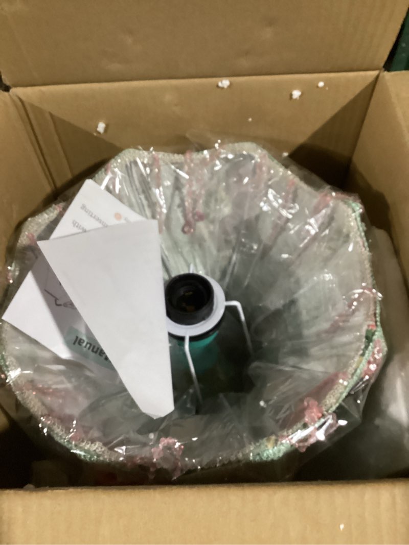 Condition photo showing Good Condition for Lovely Table Lamp with Fabric Lampshade, Antique Flower Decorative Bedside Desk Lamp, Handmade Night Light for Bedroom Nightstand (Green)