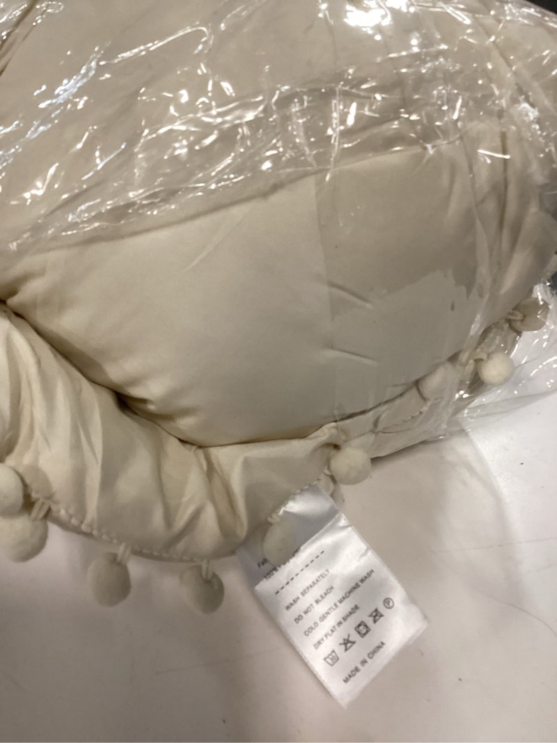 Condition photo showing Good Condition for perfemet girls comforter set twin size beige cream 5 pieces boho pom pom bed in a bag with sheets ultra soft lightweight fluffy beige solid bedding set matching 2 pillowcases(beige cream, twin) beige cream twin(5 pcs)