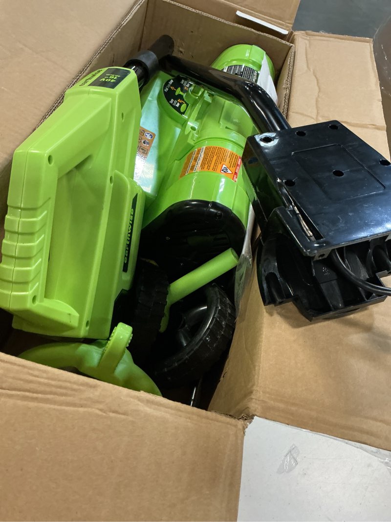 Condition photo showing As Is for Earthwise SN74016 40-Volt Cordless Electric Snow Shovel, Brushless Motor, 16-Inch width, 300lbs/Minute (Battery and Charger Included)