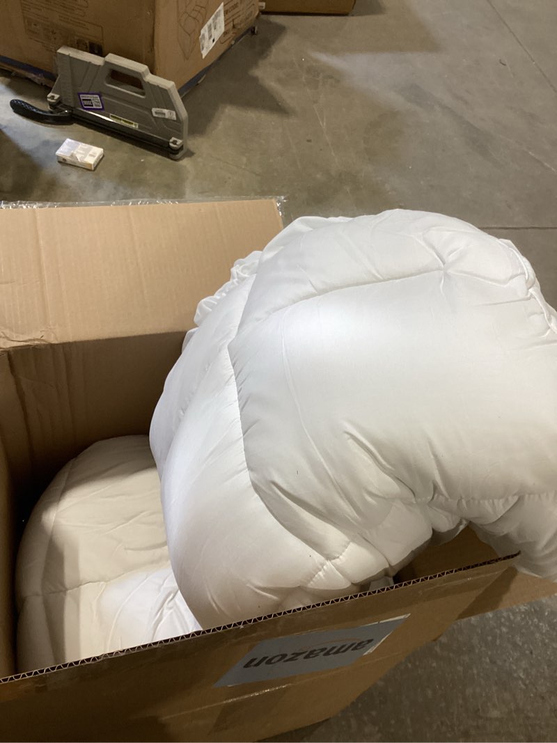 Condition photo showing As Is for elemuse queen mattress topper for back pain, extra thick mattress pad cover, plush soft pillowtop with elastic deep pocket, overfilled down alternative filling white queen