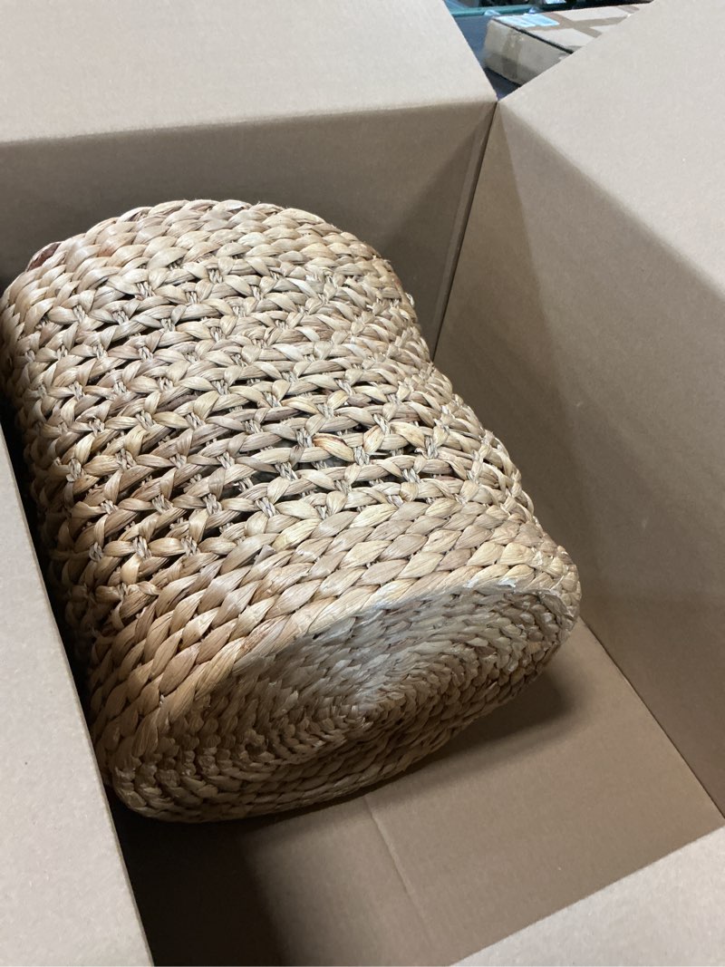 Condition photo showing Good Condition for decmode coastal brown seagrass woven storage basket  set of 3 21   18   16 h