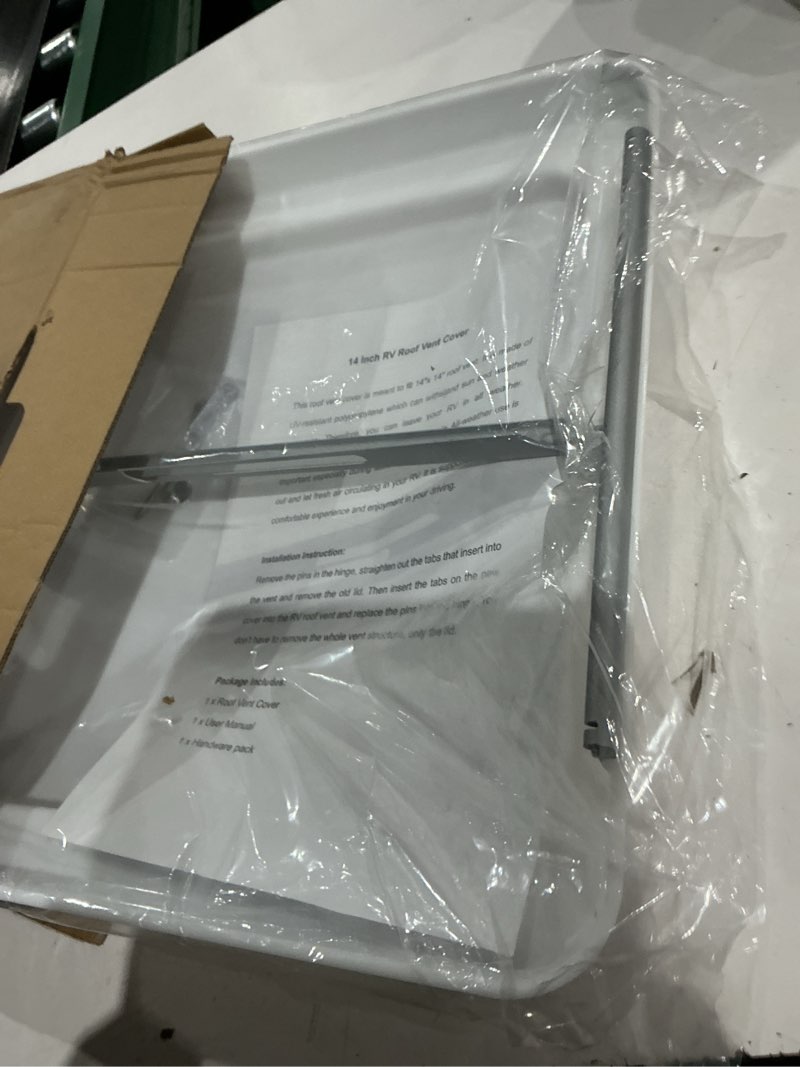 Condition photo showing Good Condition for jack boss rv roof vent cover, 14 inch replacement vent lid for inside rv trailer camper motorhome, white one pack roof vent - one 1