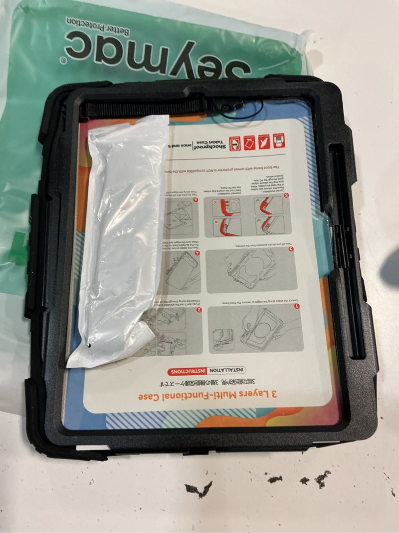 Condition photo showing Good Condition for seymac case for ipad pro 13 inch m5 2025 / m4 2024, heavy duty shockproof protective case with screen protector, 360° rotating stand, hand/shoulder strap and pen holder, black black/black for ipad pro 13