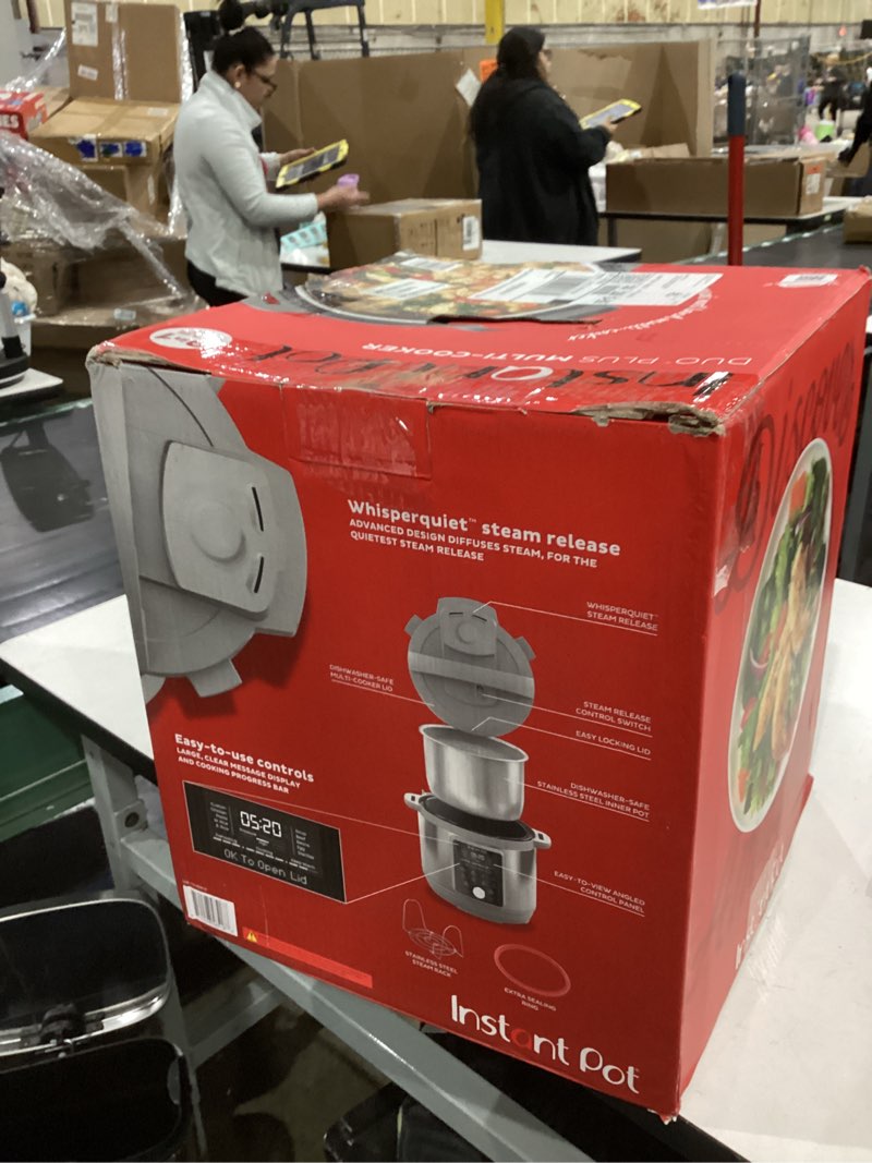 Condition photo showing As Is for Instant Pot, 8-Quart Whisper Quiet 9-in-1 Electric Pressure Cooker, Slow Rice Cooker, Steamer, Sauté, Yogurt Maker, Warmer & Sterilizer, App With Over 800 Recipes, Stainless Steel, Duo Plus 8 Quarts