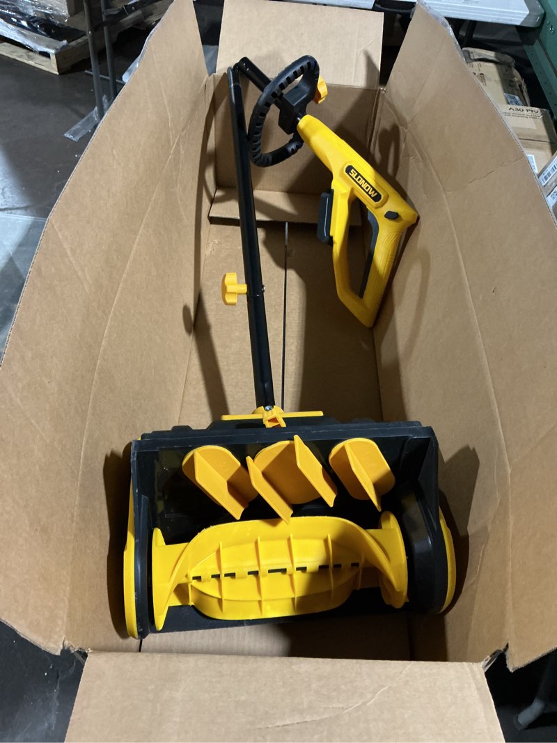 Condition photo showing As Is for (Incomplete)14\" Cordless Snow Shovel Electric Snow Blower with 4.0Ah 21V Battery Brushless Motor for Makita 18V Battery Plow Snow Thrower Powered Pusher Portable Winter Removal for Driveway/Steps/Patio/Sidewalk 14\" Snow Shovel