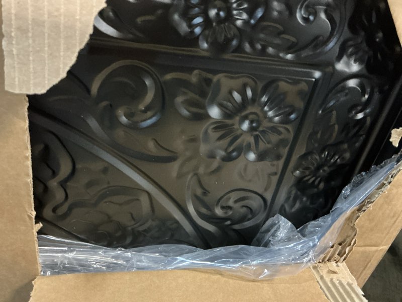 Condition photo showing Good Condition for deco 79 metal floral home wall decor embossed scroll wall sculpture with gray backing, wall art 36" x 2" x 36", silver