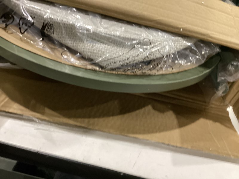 Condition photo showing New/Like New for VASAGLE LILEA Collection - Side Table with Charging Station, Round End Table with Fabric Basket, Nightstand with USB Ports, for Living Room, Bedroom, Modern, Forest Green and Cream White ULET228C04 Forest Green + Cream White With Basket Round