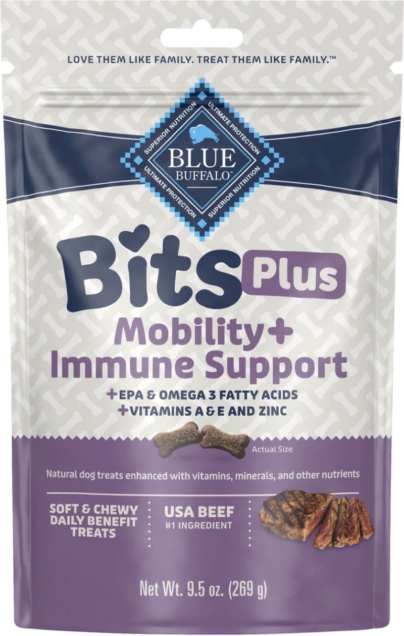Blue Buffalo Blue Bits Plus Beef Flavor Mobility & Immune Support Soft & Chewy Dog Treats, 9.5-oz bag