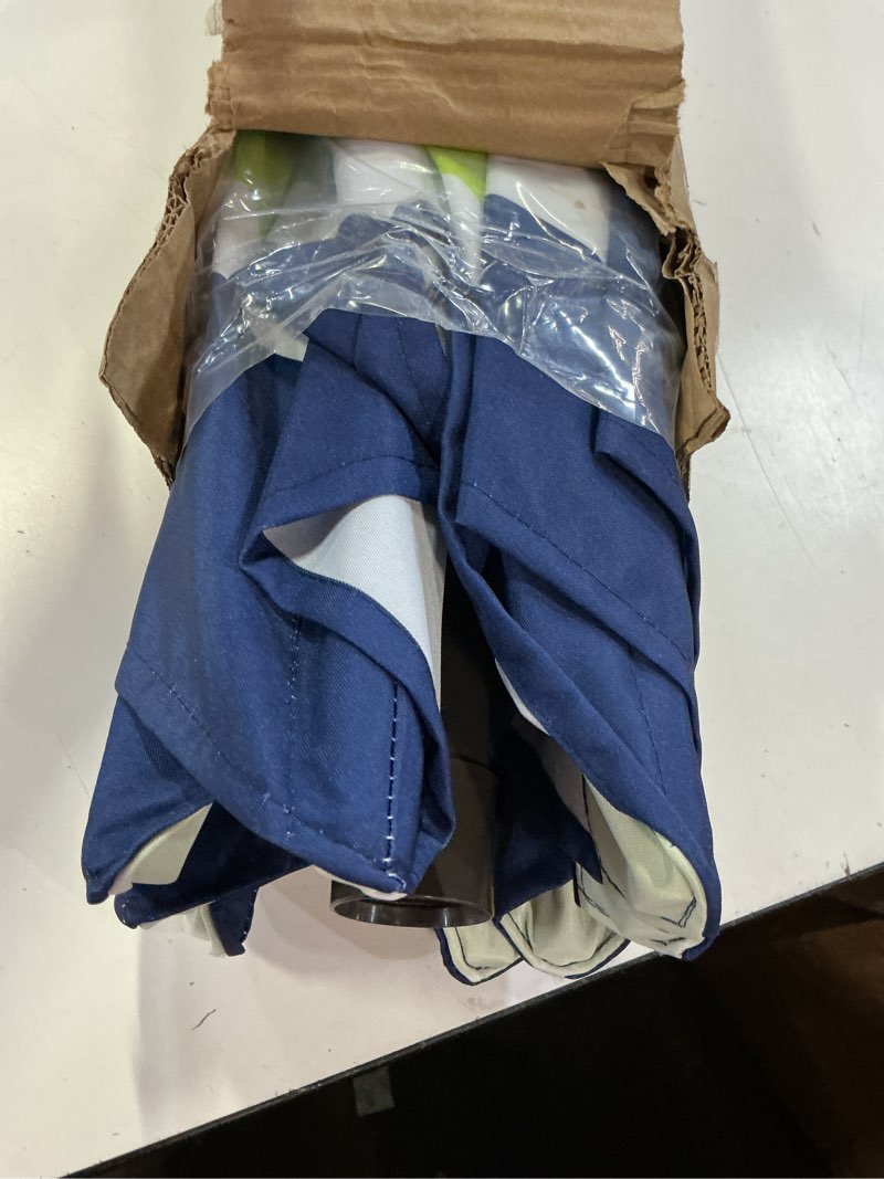 Condition photo showing Good Condition for blissun 9' outdoor patio umbrella, outdoor table umbrella, yard umbrella, market umbrella with 8 sturdy ribs, push button tilt and crank blue & green stripe