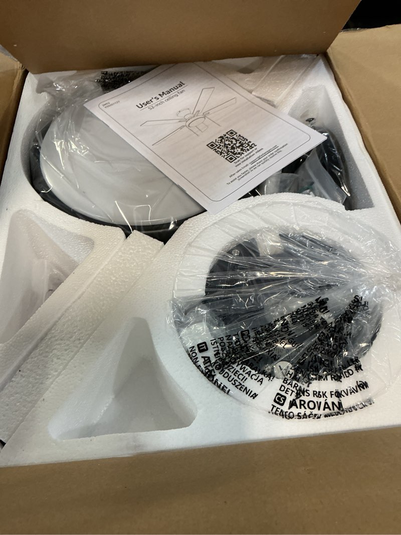 Condition photo showing New/Like New for zmishibo 52inch ceiling fans with lights, low profile ceiling fan with pull chain and remote control, flush mount, reversible, dimmable, noiseless, black pull cord ceiling fan for bedroom black 52 inch