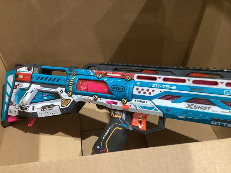 Condition photo showing As Is for XSHOT Skins Pro Series 1 Long Shot Blaster by ZURU with 40 Darts, Air Pocket Technology Darts and Dart Storage, Outdoor Toy, Teens and Adults, Age 14+ Sinister