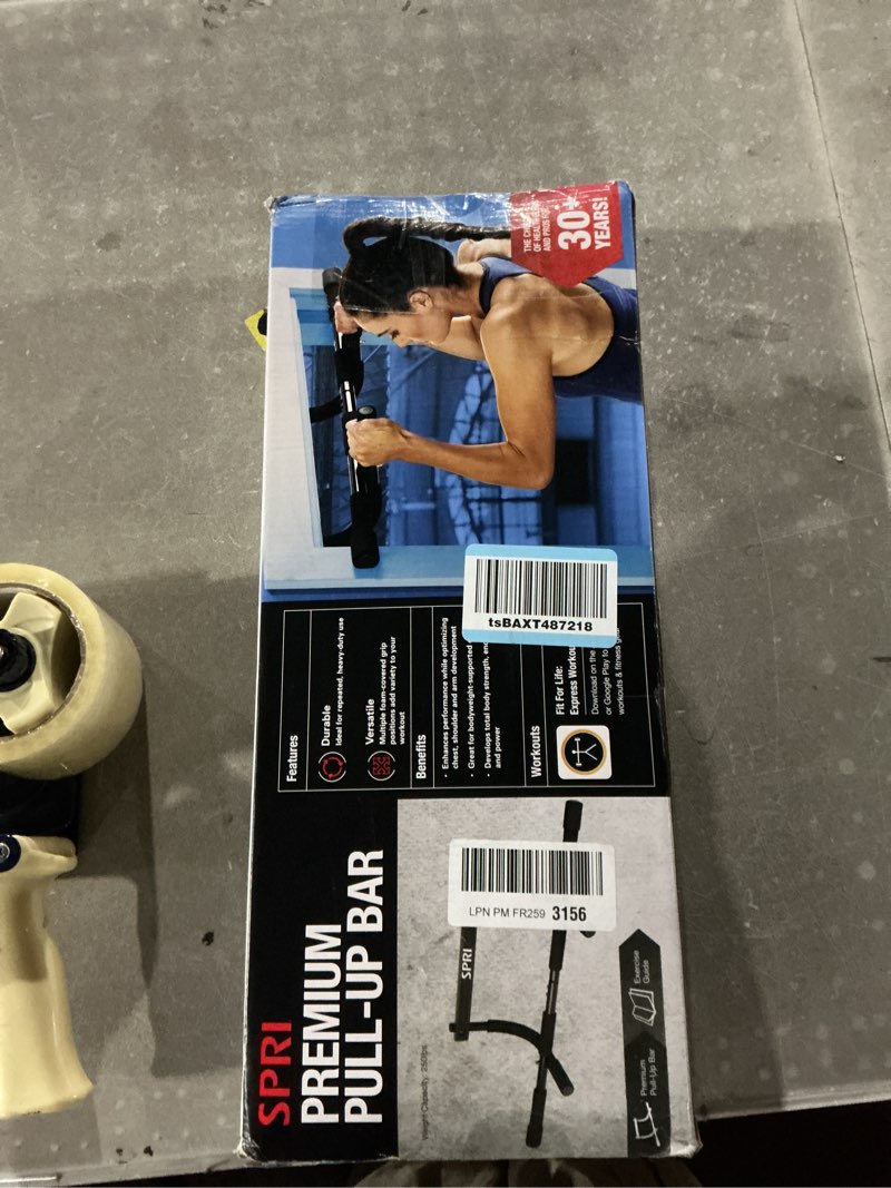 Condition photo showing Good Condition for SPRI Pull Up Bar - 8-Grip and 12-Grip Door Frame Mounting Pull-Up Bar for Versatile Workouts - Rugged Steel Frame with Foam Handles - Supports 300 Pounds - Fits Door Frames Up to 32 in. Wide – Black 8 Grip