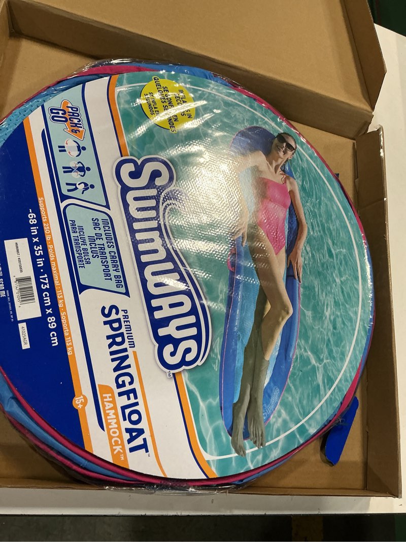 Condition photo showing New/Like New for SwimWays Spring Float Premium Hammock Pool Lounger for Swimming Pool, Inflatable Pool Floats Adult with Fast Inflation for Ages 15 & Up