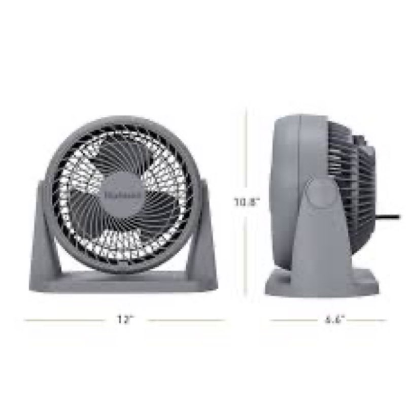 holmes blizzard 3-speed air circulator fan, 90° adjustable tilt, removable grill, gray