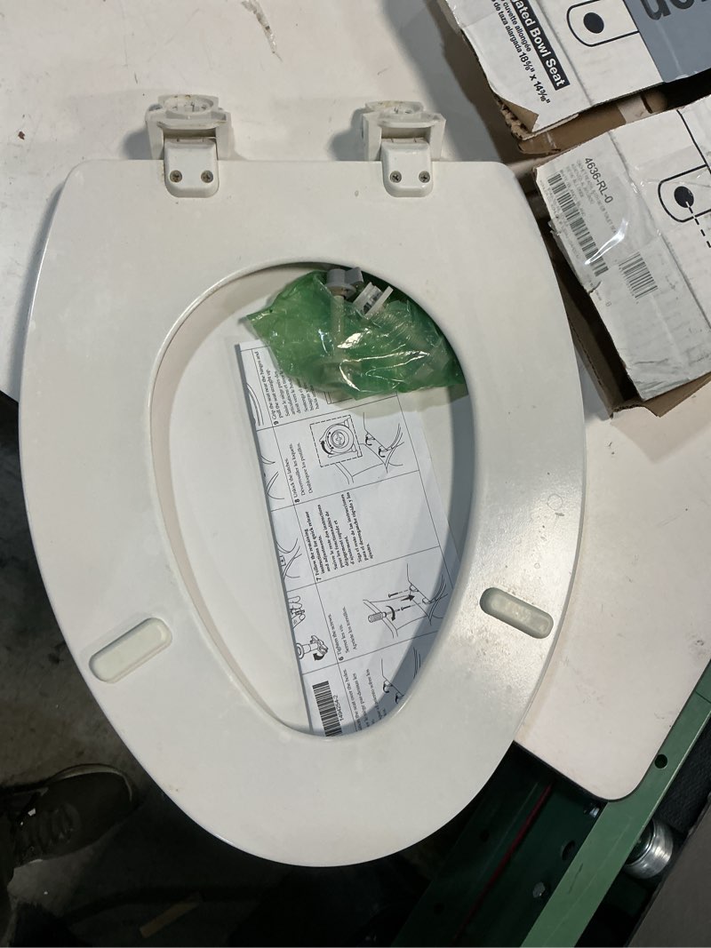 Condition photo showing As Is for Kohler K-4636-Rl Cachet Elongated Closed-Front Toilet Seat - White