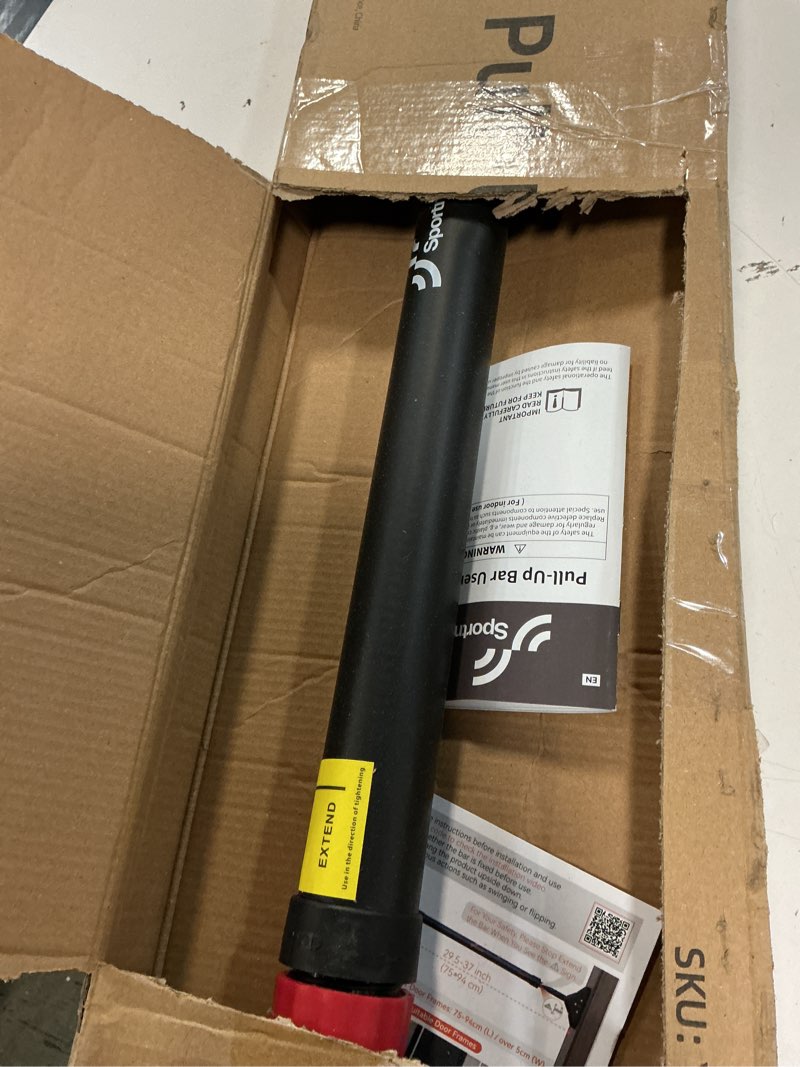 Condition photo showing Good Condition for pull up bar for doorway: sportneer strength training pull-up bars without screw - adjustable width locking mechanism chin up bar, thickened steel max limit 440 lbs upper body fitness pullup bars for home (black-red)