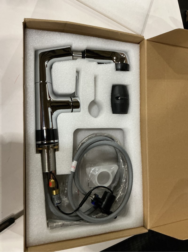 Condition photo showing New/Like New for Bathroom Faucets with Pull Out Sprayer, Single Handle Bathroom Faucet, Single Hole Black Sink Faucet, 3 Water Mode Suitable for Hot and Cold Water 606 Matte Black