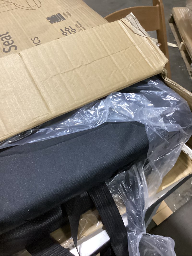 Condition photo showing As Is for hoperan 21" 2pcs dual-sided heated stadium seats for bleachers with back support, 3 levels heating stadium seating for bleachers seat with backrest, 5 pockets portable stadium chair for outdoor black 21"